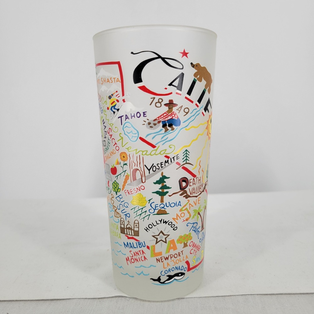Catstudio California State Glass Frosted Highball Souvenir Map Tumbler 15oz - Picture 2 of 3